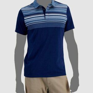New $50 Alfani Men's Blue Short-Sleeve Sunset Stripe Polo Shirt Top Size Large​